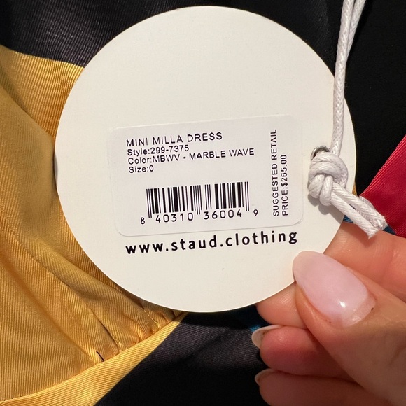 NWT Staud Mila Mini Dress size 0 in Rainbow Marble wave color - Picture 4 of 4